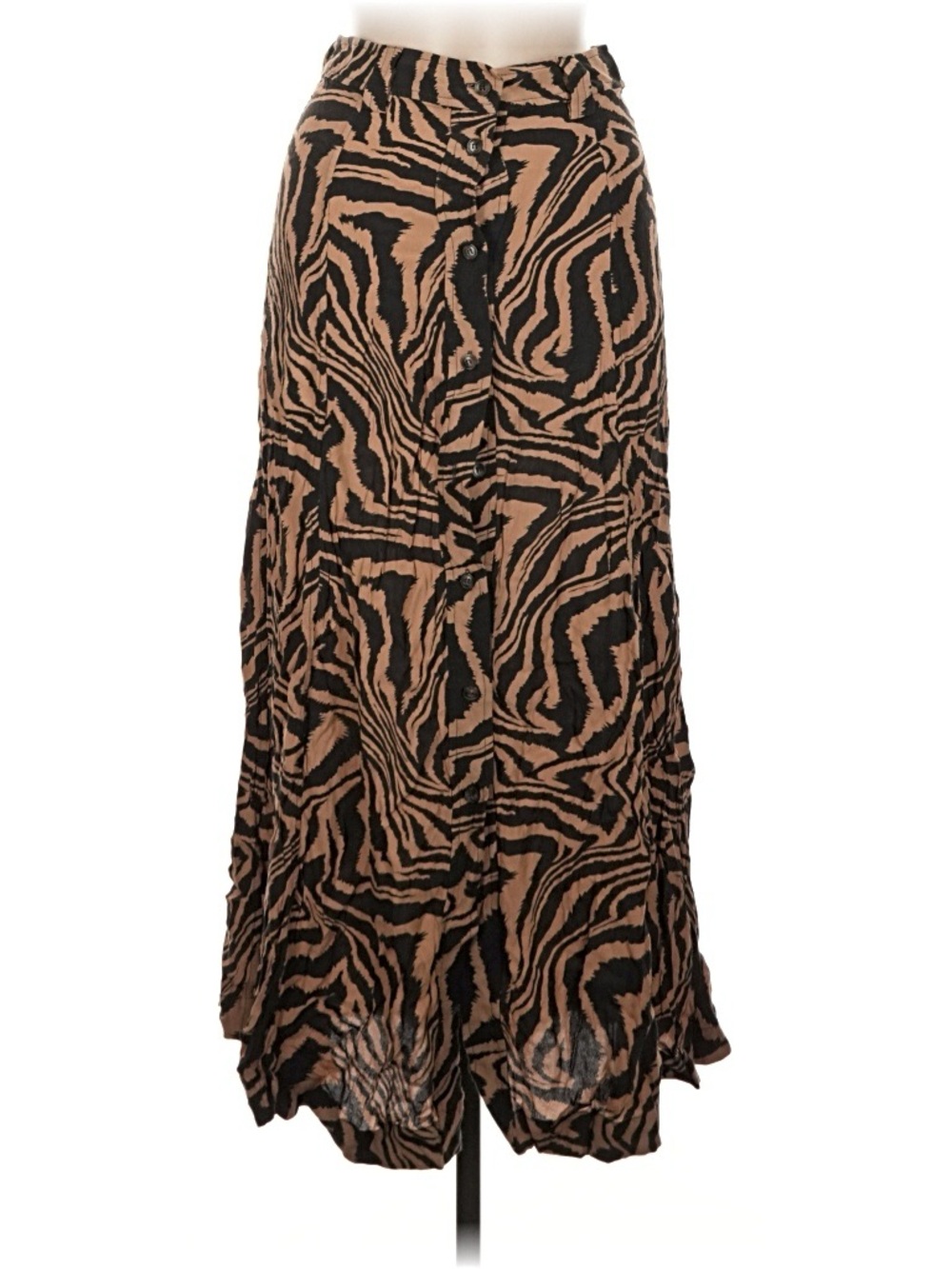 GANNI Zebra-Print Midaxi Skirt - Brown and Black